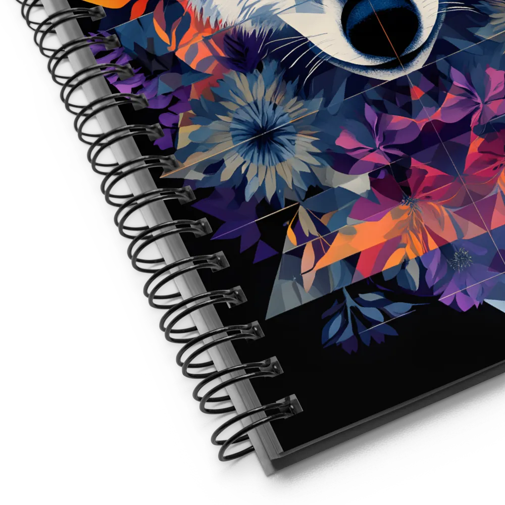 Mystical Wolf Amidst Floral Geometry | Spiral Notebook