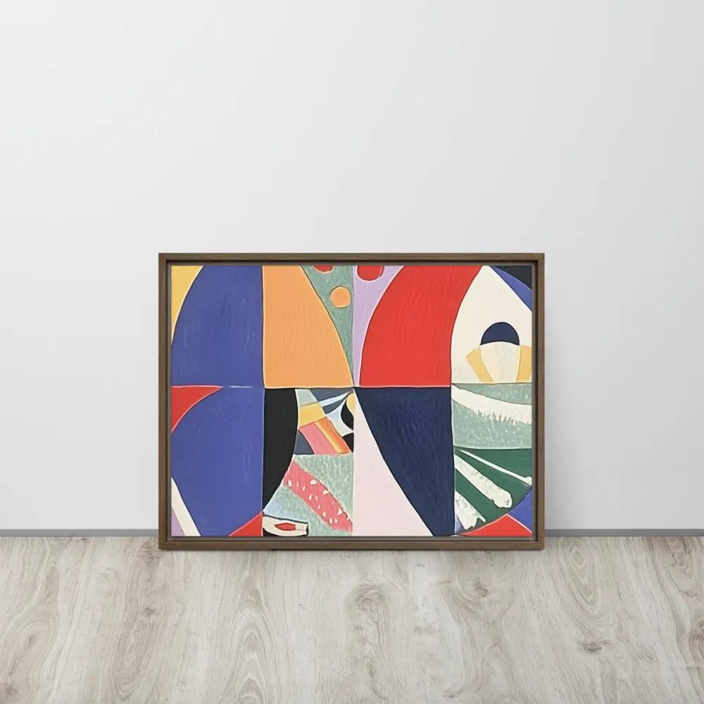 Dynamic Mosaic Symmetry | Canvas with Brown Frame | 18″×24″