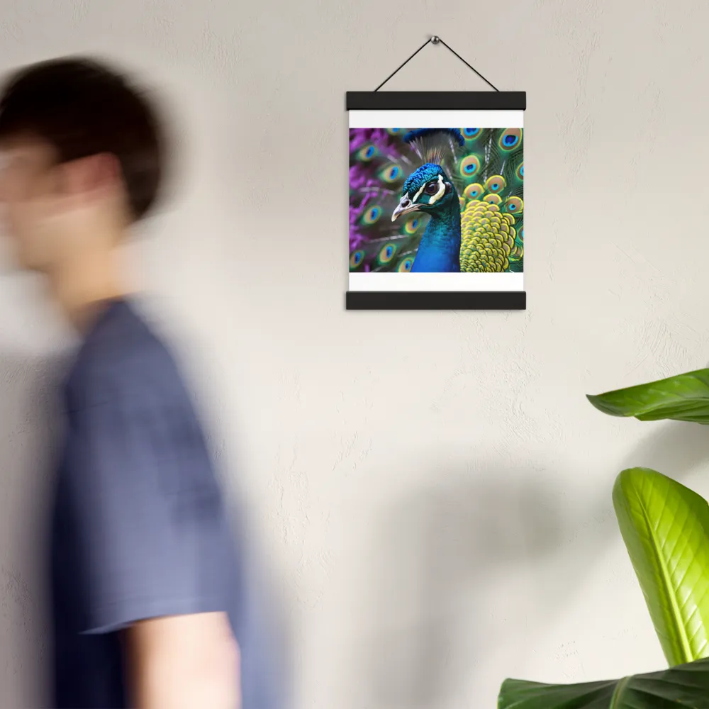 Regal Plumage: The Peacock's Splendor | Poster With Black Wood Hanger | 8″×10″