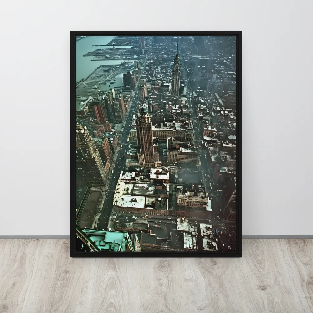 Aerial Symphony of Urban Life | Canvas with Black Frame | 24″×32″