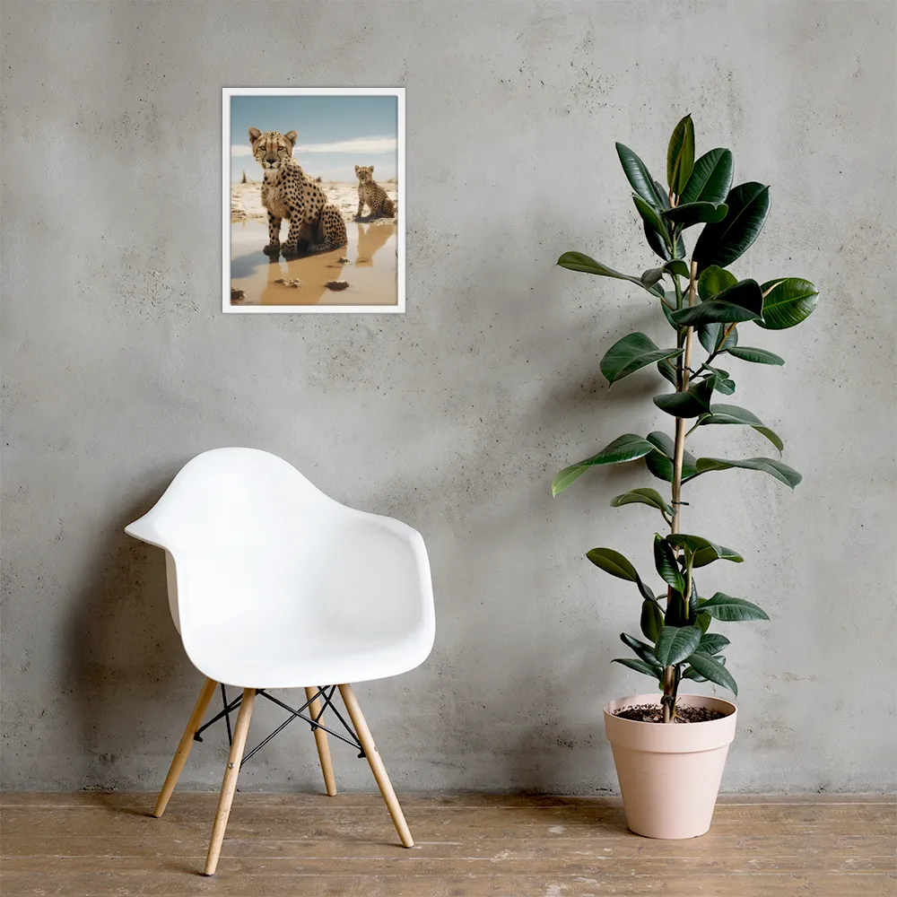 Silent Watchers of the Savanna | Poster with White Frame | 16″×20″
