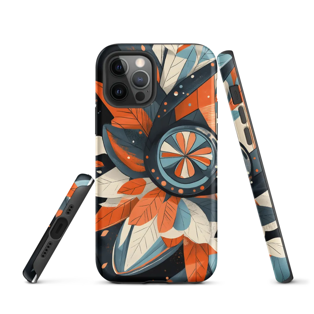 Floral Symphony in Orange and Teal | Phone Case |  12 Pro | Tough Case | Matte