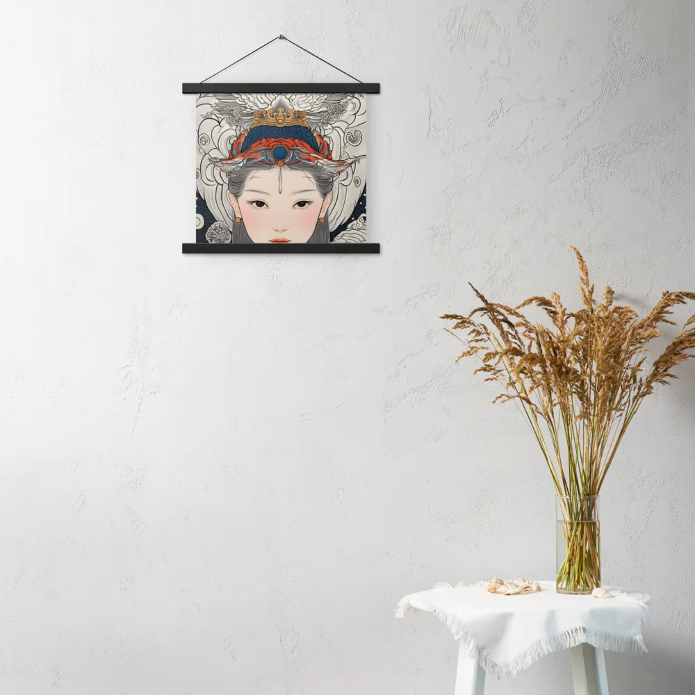Serenity in Myth: A Traditional Portrait | Poster With Black Wood Hanger | 14″×14″