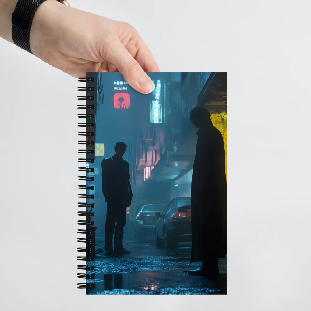 Shadows in the Neon Rain | Spiral Notebook