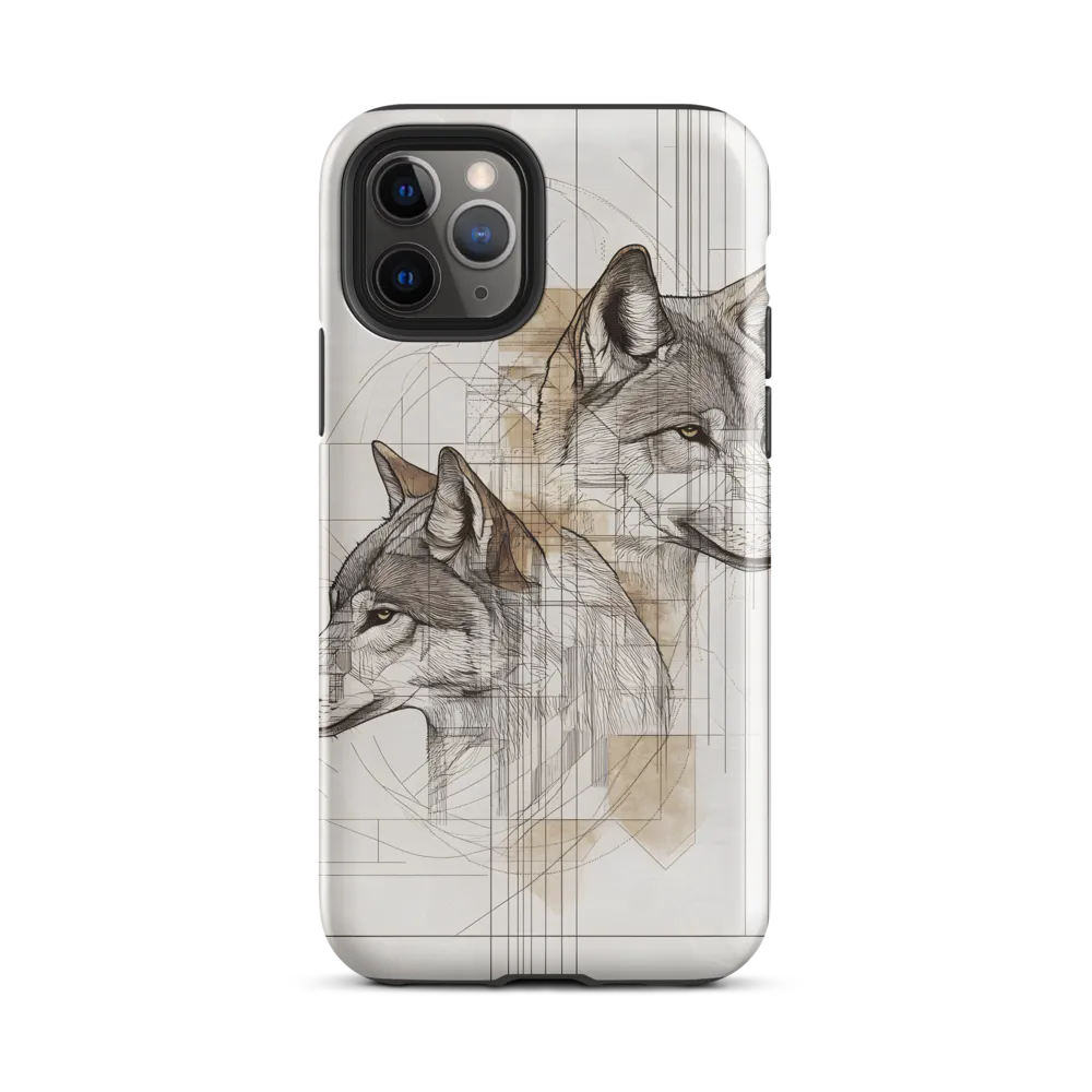 Geometric Harmony: The Essence of Wolves | Phone Case |  11 Pro | Tough Case | Glossy
