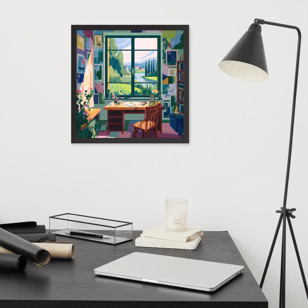 Sunlit Studio Window 
 Poster with Black Frame | 16″x 16″