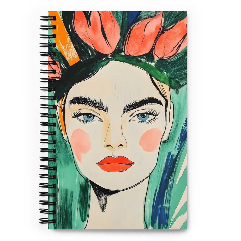 Radiant Bloom: A Serene Portrait | Spiral Notebook