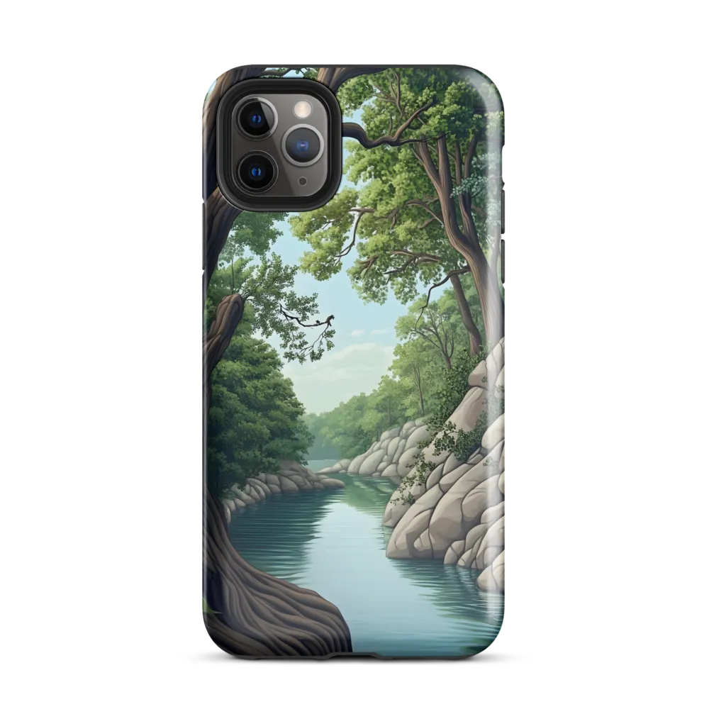 Tranquil Reflections: A Serene River Landscape | Phone Case |  11 Pro Max | Tough Case | Glossy