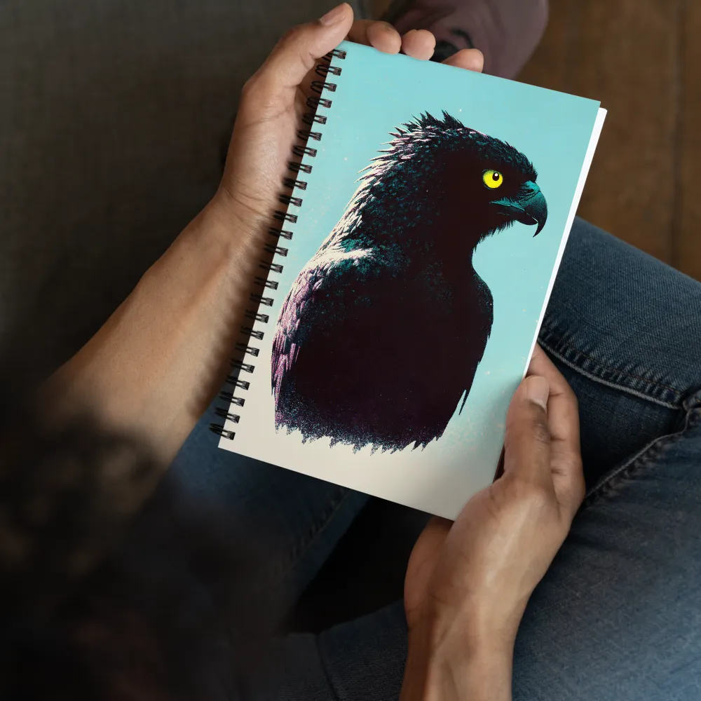 Eagle in Shadows: A Digital Odyssey | Spiral Notebook