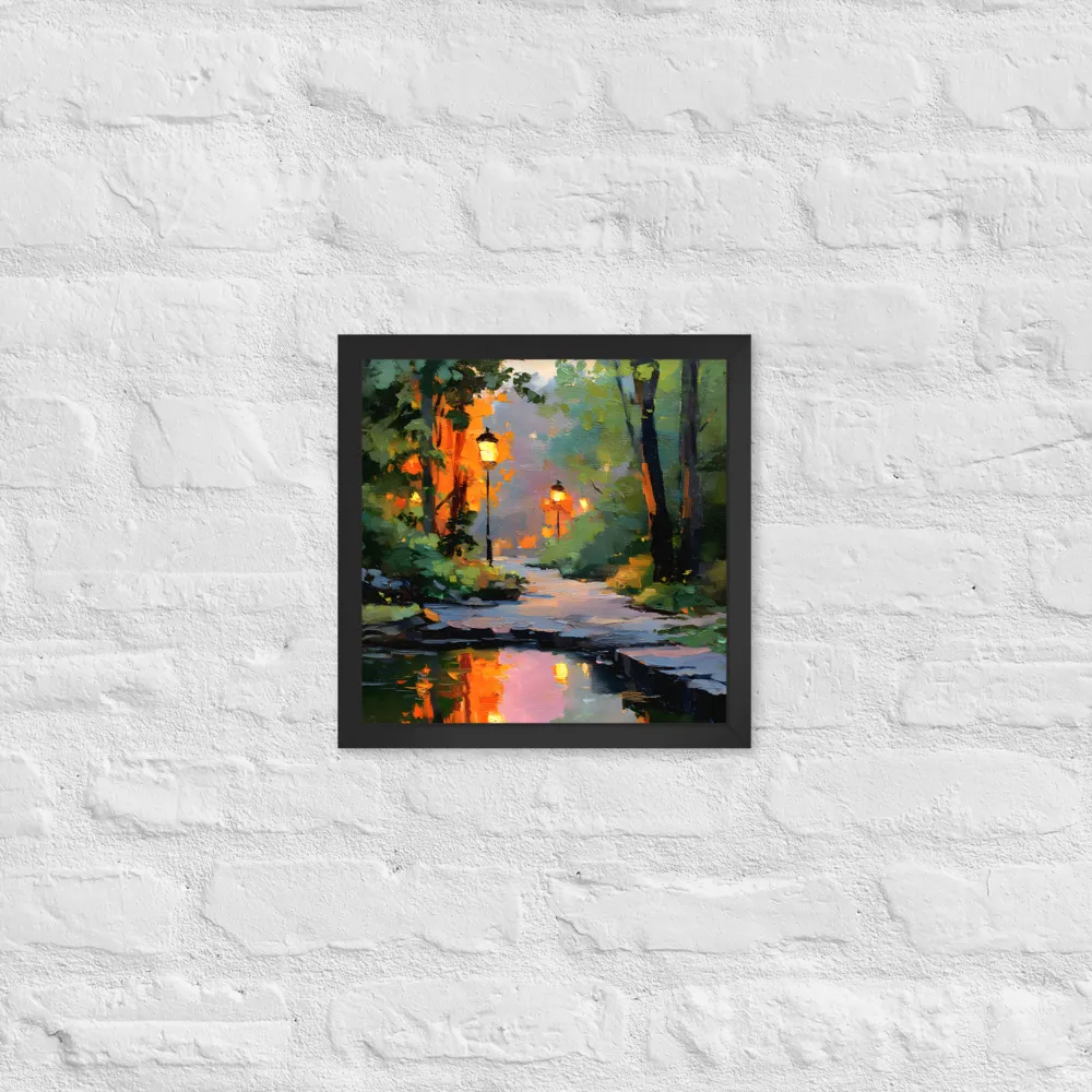 Lamplight Reflections 
 Poster with Black Frame | 12″x 12″