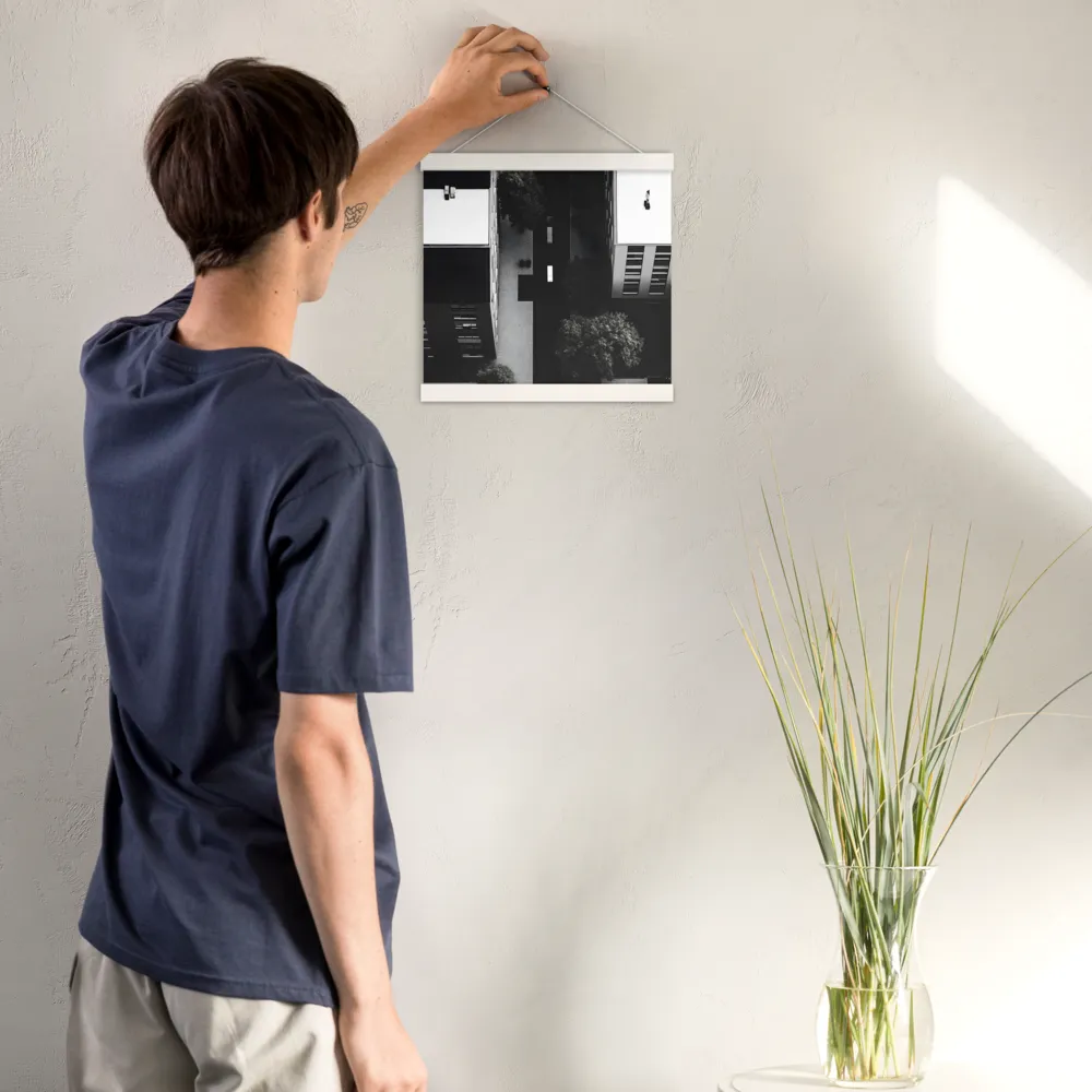Urban Serenity from Above | Poster With White Wood Hanger | 12″×12″