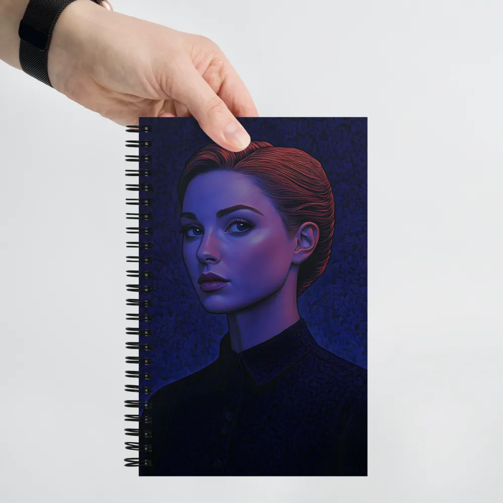 Ethereal Portrait in Blue and Red | Spiral Notebook