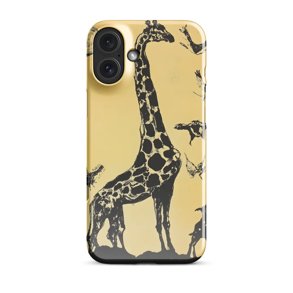 Whimsical Harmony of Giraffe and Birds