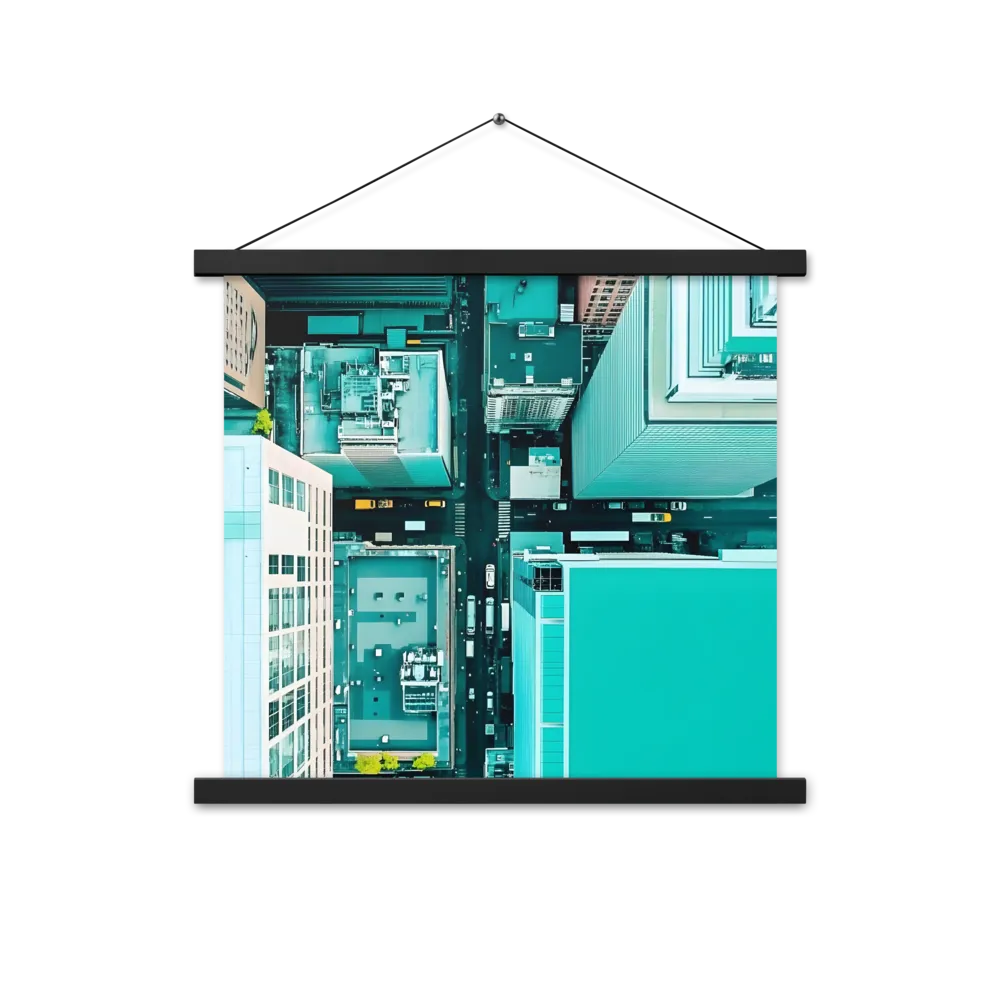 Urban Geometry: Aerial Perspective | Poster With Black Wood Hanger | 18″×18″