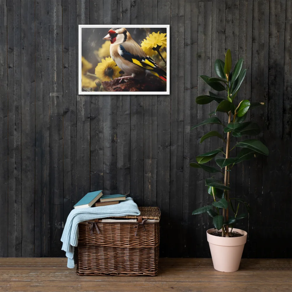Harmony in Nature: A Goldfinch Amidst Blooms