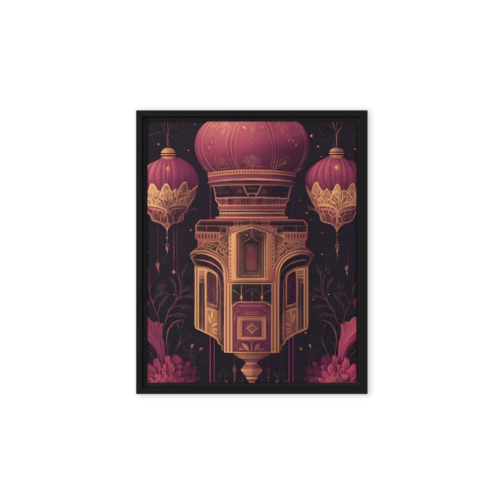 Ornate Harmony: A Digital Floral Architecture | Canvas with Black Frame | 8″×10″
