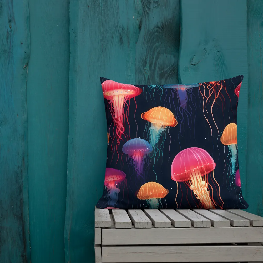 Ethereal Dance of Jellyfish | Pillow | 22″×22″