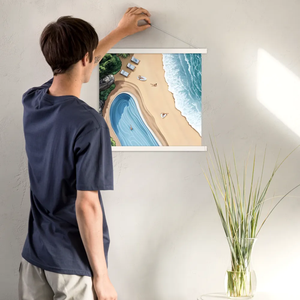 Serenity by the Shore | Poster With White Wood Hanger | 18″×18″
