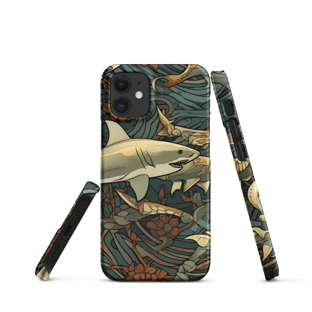 Dynamic Harmony of Sharks and Flora | Phone Case |  12 Mini | Snap Case | Matte