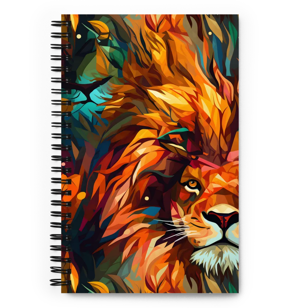 Majestic Gaze: The Polygonal Lion | Spiral Notebook