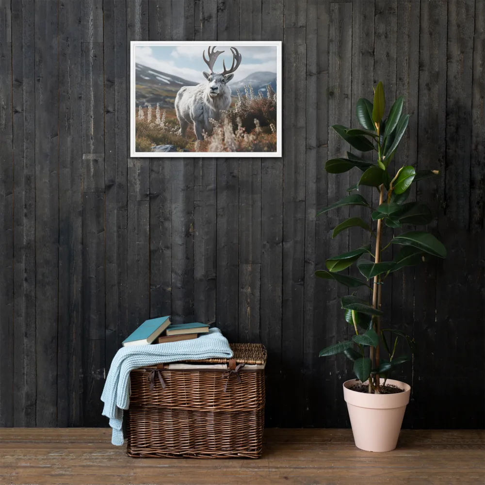 Majestic Harmony: The Reindeer in Nature | Canvas with White Frame | 18″×24″