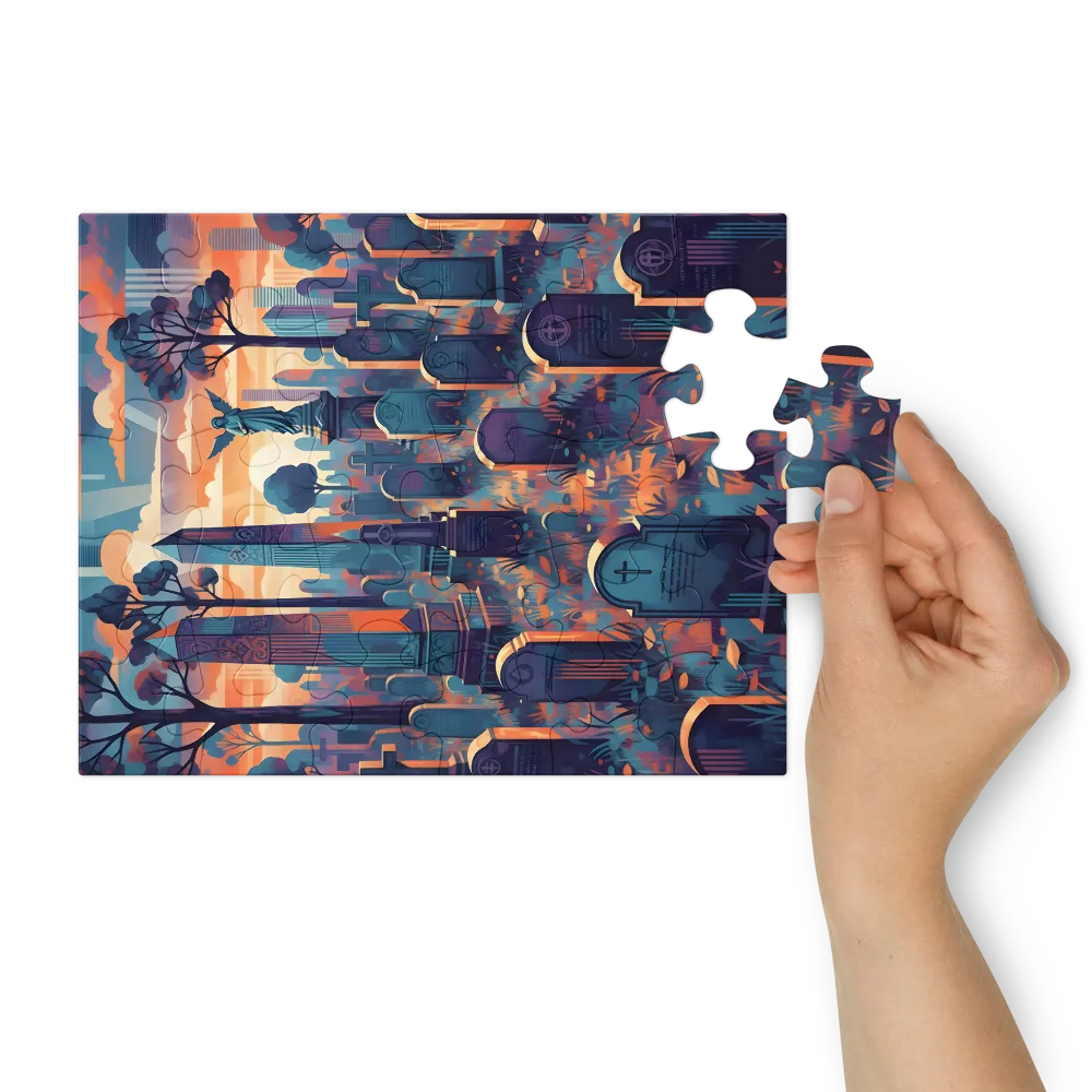 Twilight Cemetery 
 Jigsaw Puzzle in Tin Box