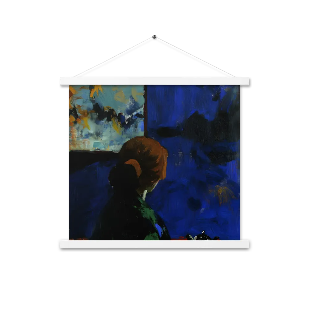 Contemplation Under the Night Sky | Poster With White Wood Hanger | 18″×18″