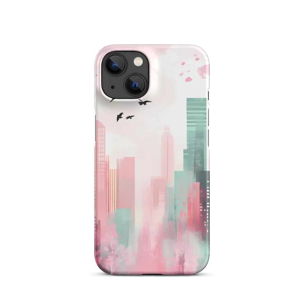 Dreamy Cityscape in Pink and Cyan