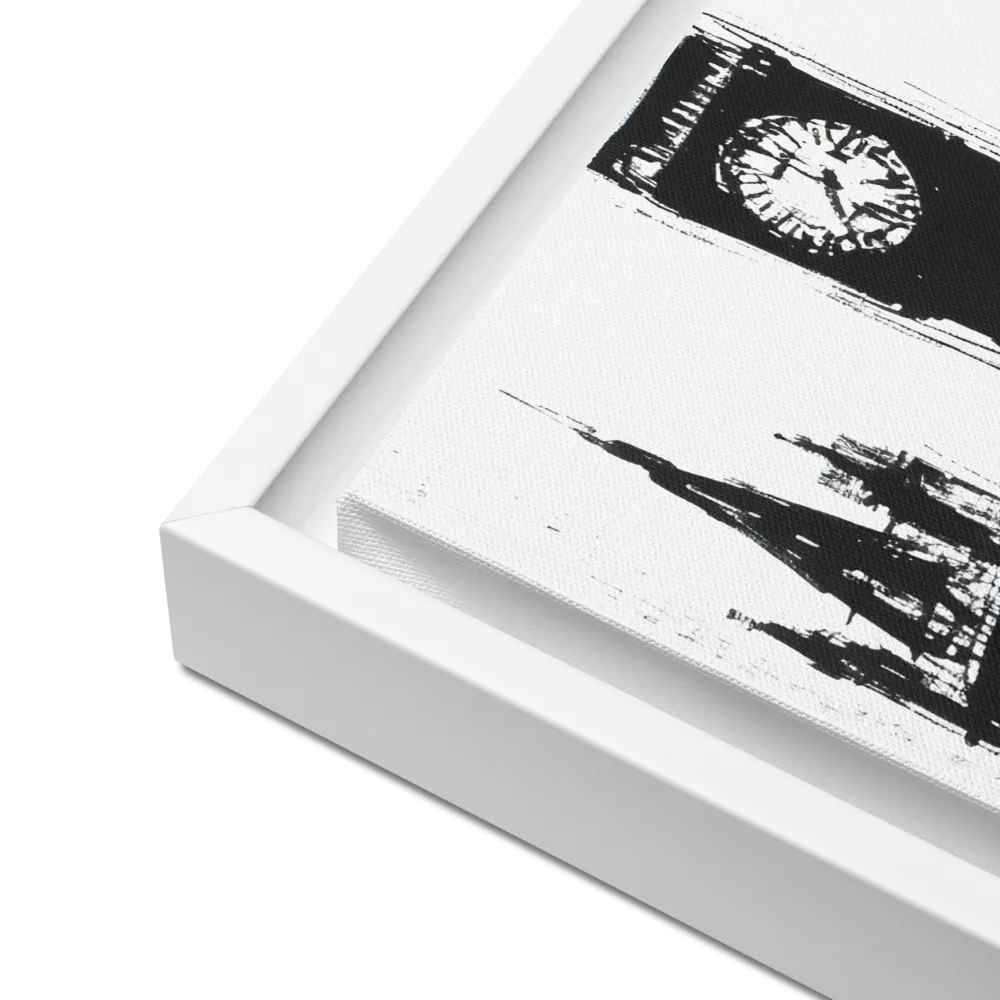 Clock Tower in Motion | Canvas with White Frame | 16″×16″