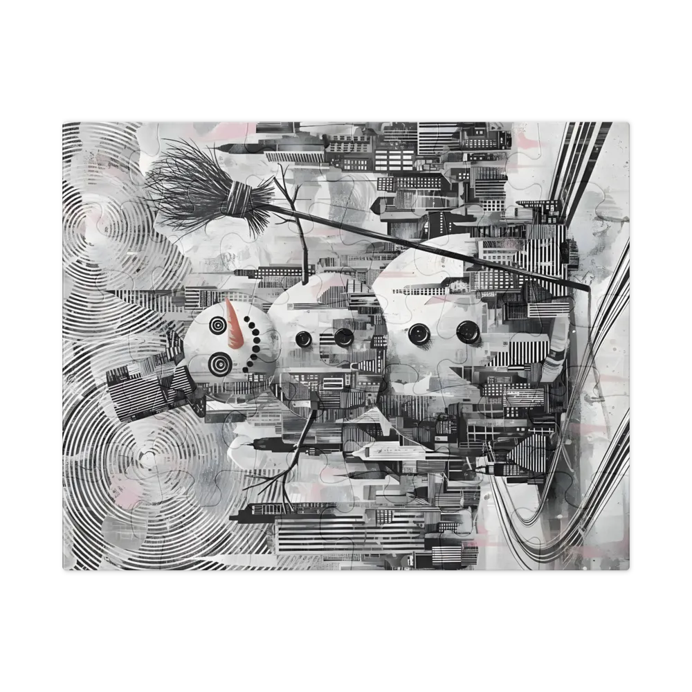 Metropolis Snowman 
 Jigsaw Puzzle in Tin Box