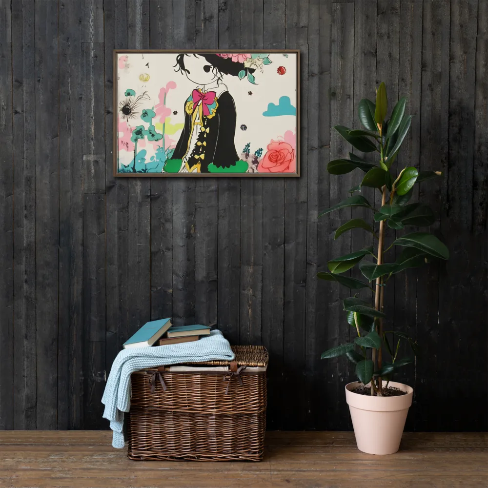 Whimsical Garden Reverie | Canvas with Brown Frame | 20″×30″