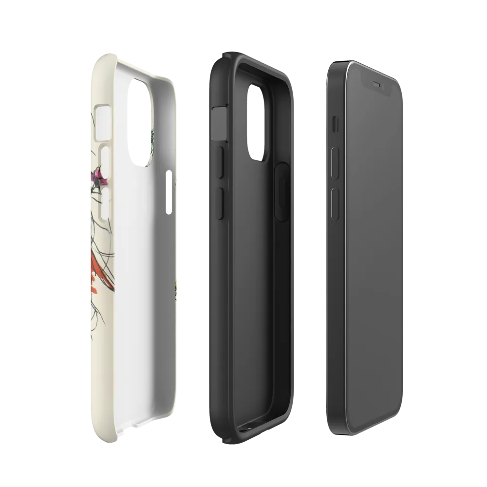 Whimsical Floral Portrait | Phone Case |  12 mini | Tough Case | Matte