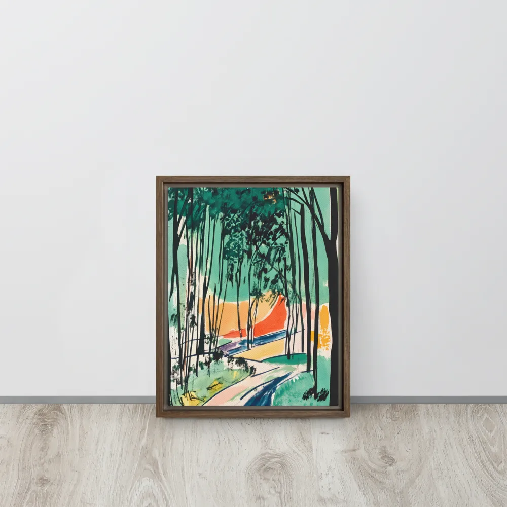 Winding Path Through the Forest | Canvas with Brown Frame | 11″×14″