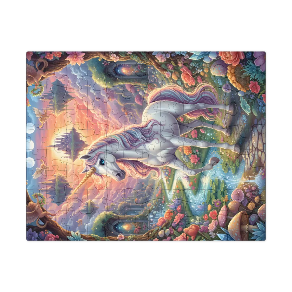 Enchanted Meadow Unicorn 
 Jigsaw Puzzle in Tin Box