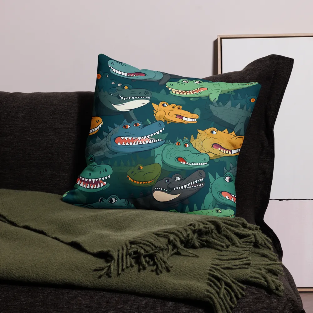 Cheerful Crocodilian Parade | Pillow | 22″×22″