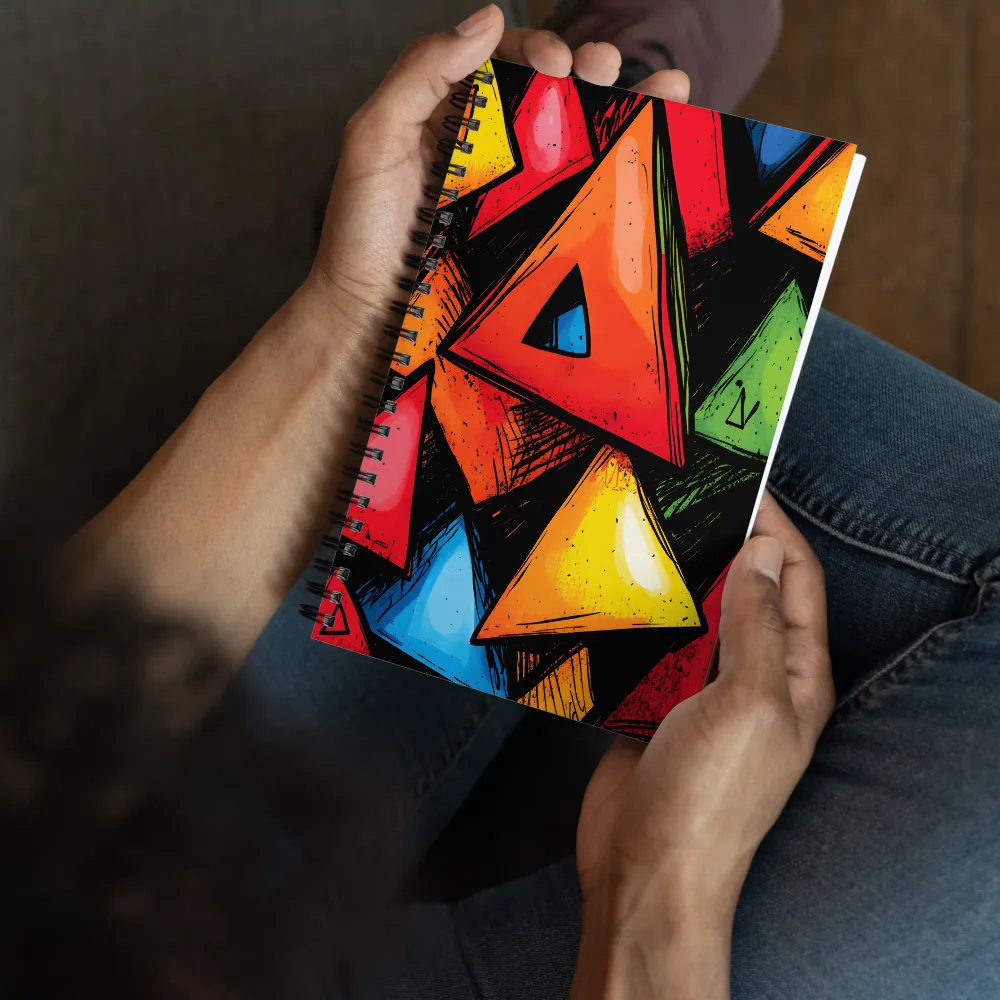 Vibrant Triangles in Abstract Harmony | Spiral Notebook