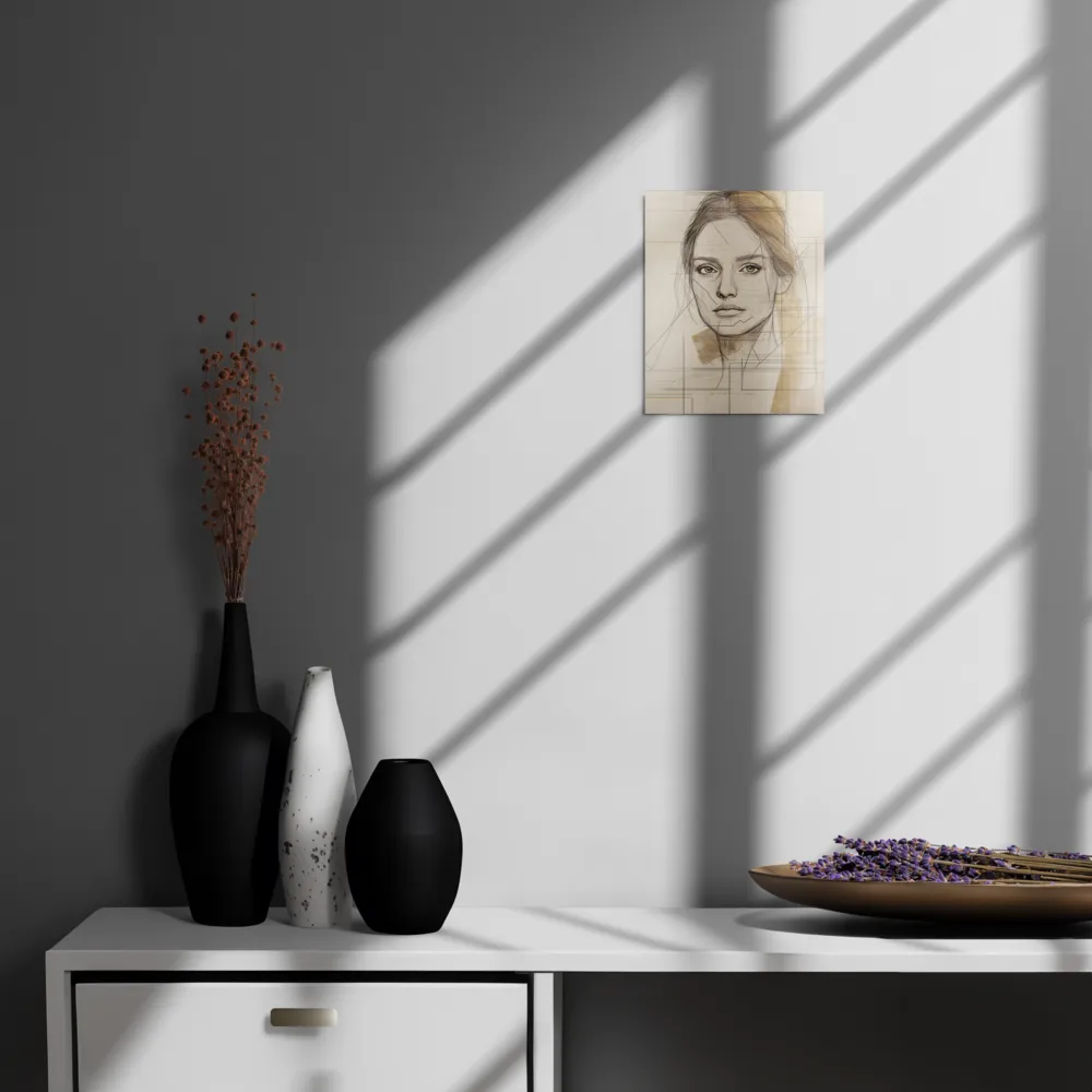 Geometric Elegance: A Modern Portrait | Metal Print | 8″×10″