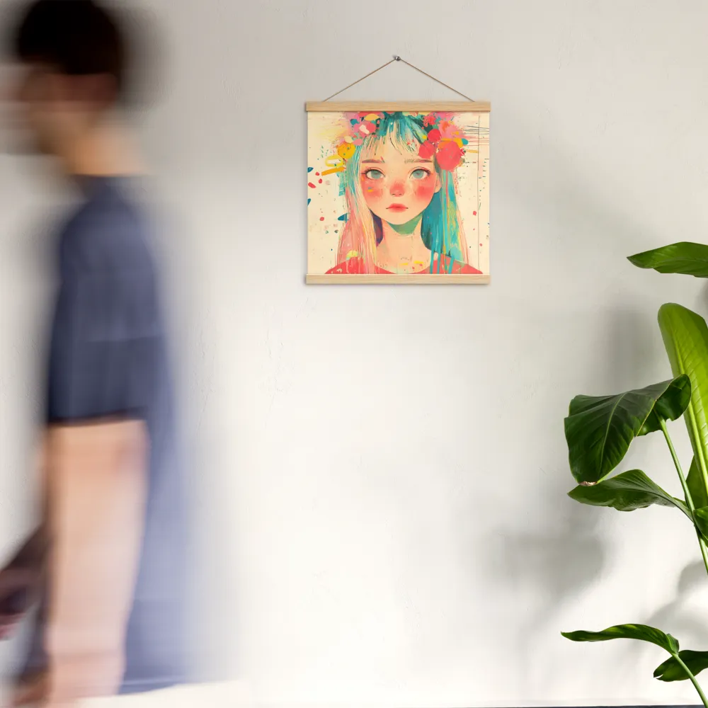 Whimsical Blossom | Poster With Oak Wood Hanger | 16″×16″