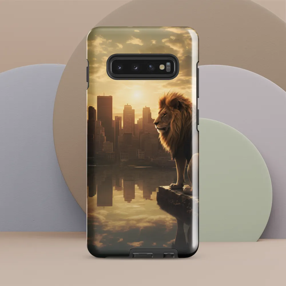 The Lion's Gaze Over the Urban Symphony | Phone Case |  S10 Plus | Tough Case | Glossy