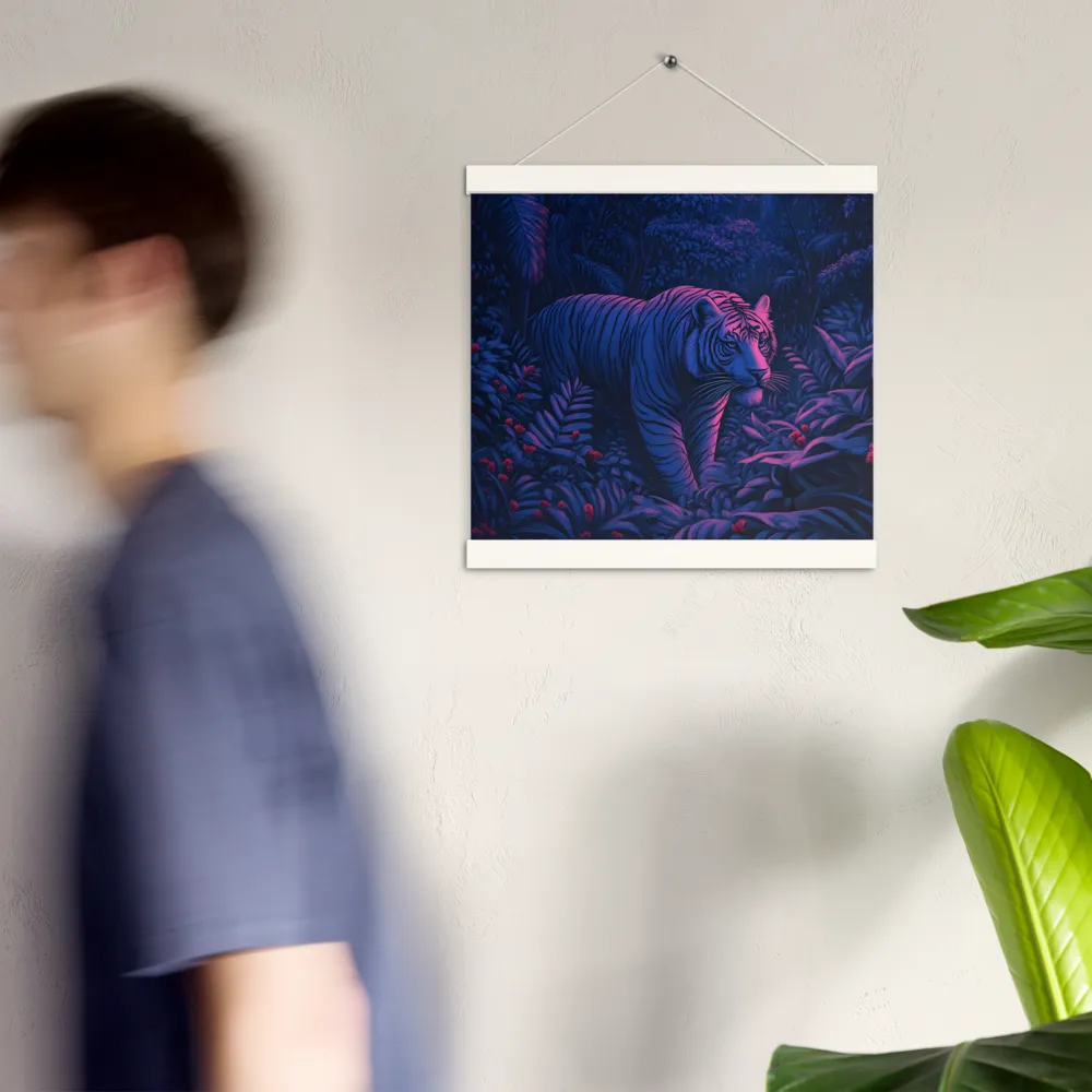 Mystic Prowler: The White Tiger in the Jungle | Poster With White Wood Hanger | 12″×12″