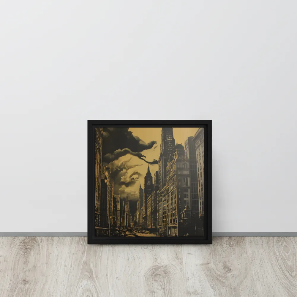 Echoes of a Forgotten Skyline | Canvas with Black Frame | 12″×12″