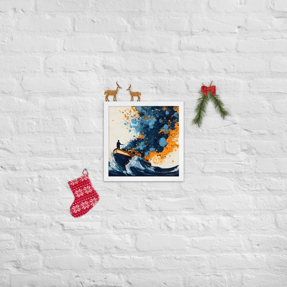 Paintstorm at Sea 
 Poster with White Frame | 14″x 14″