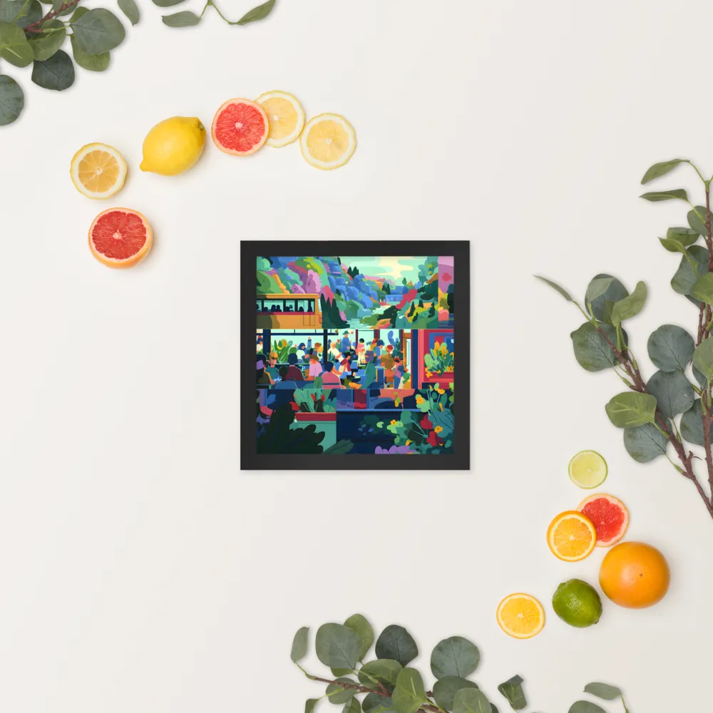 Riverside Café 
 Poster with Black Frame | 10″x 10″