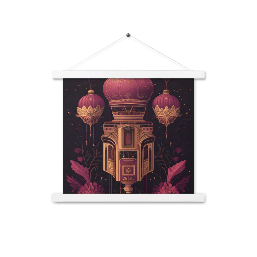 Ornate Harmony: A Digital Floral Architecture | Poster With White Wood Hanger | 14″×14″