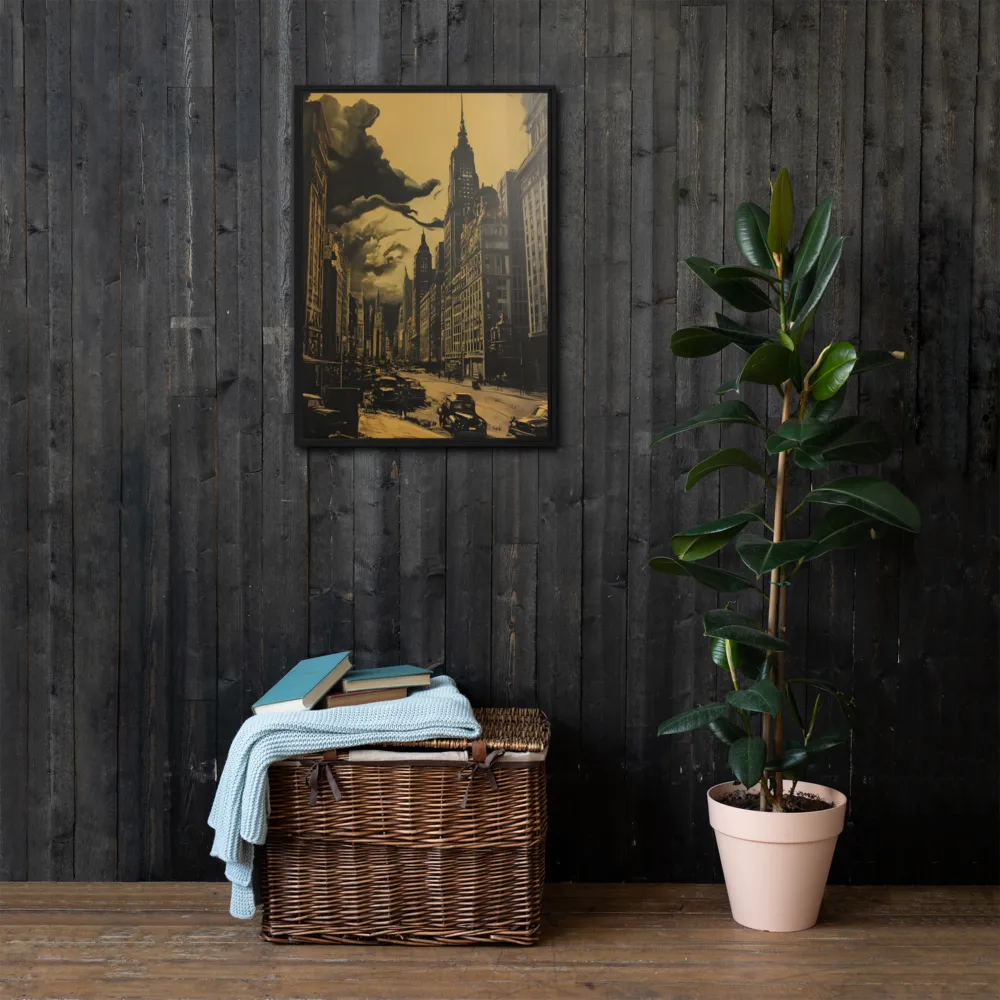 Echoes of a Forgotten Skyline | Canvas with Black Frame | 20″×28″