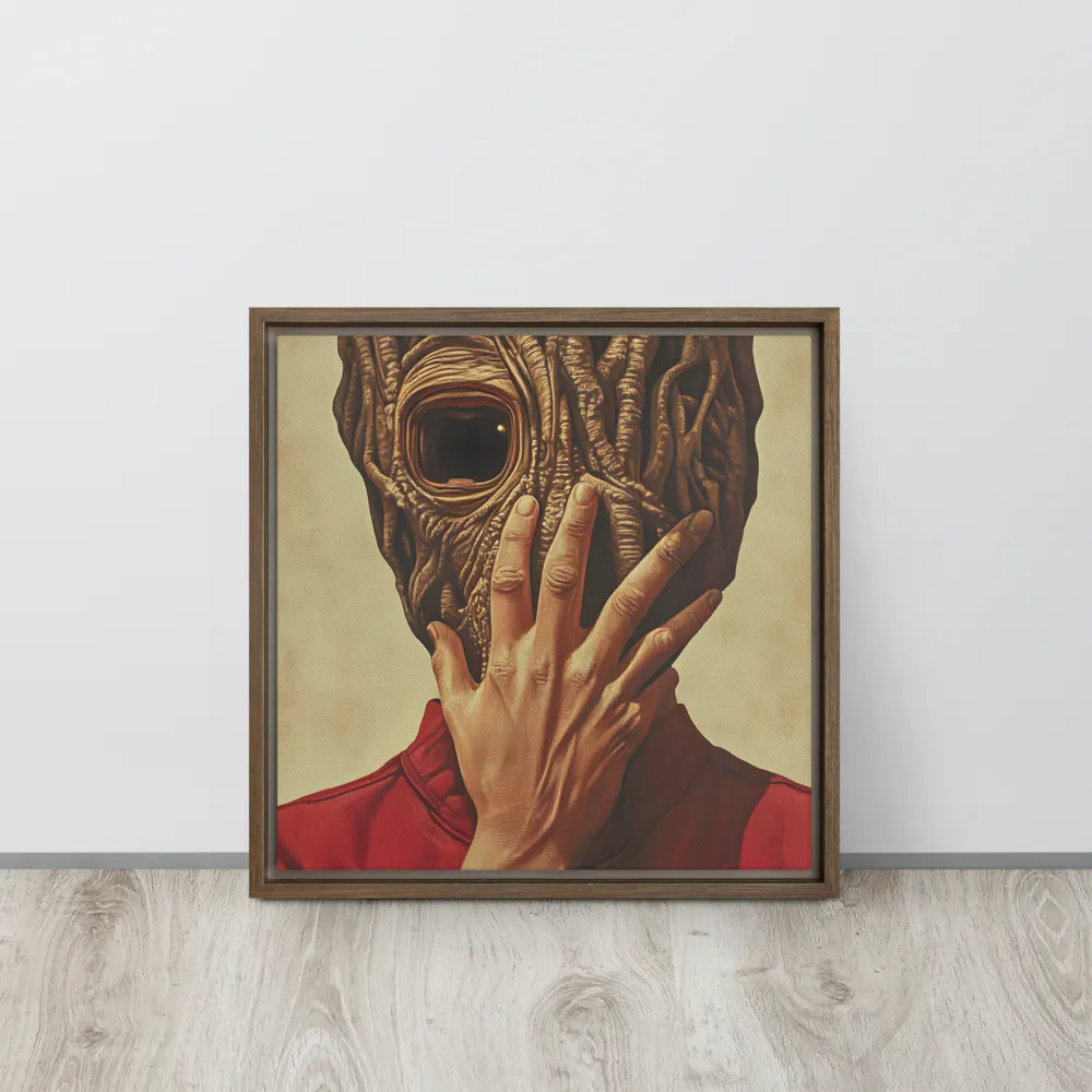 The Mask of Roots | Canvas with Brown Frame | 16″×16″