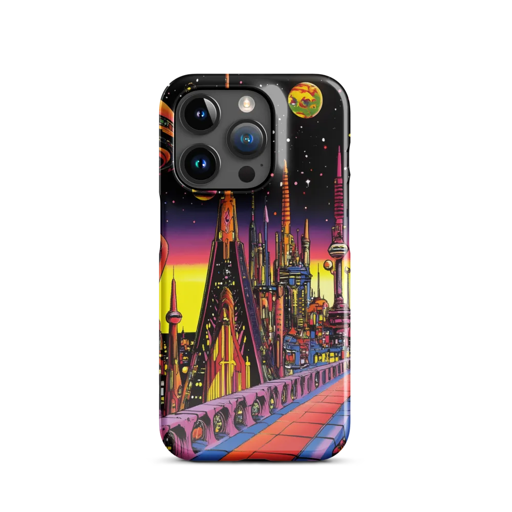 Futuristic Cosmos: A Journey Through Neon Cities | Phone Case |  15 Pro | Snap Case | Glossy
