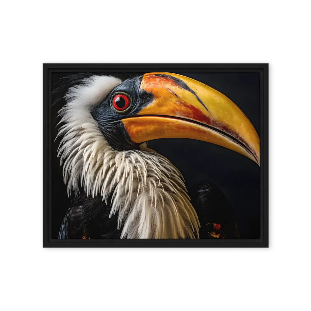 Majestic Hornbill Portrait | Canvas with Black Frame | 16″×20″