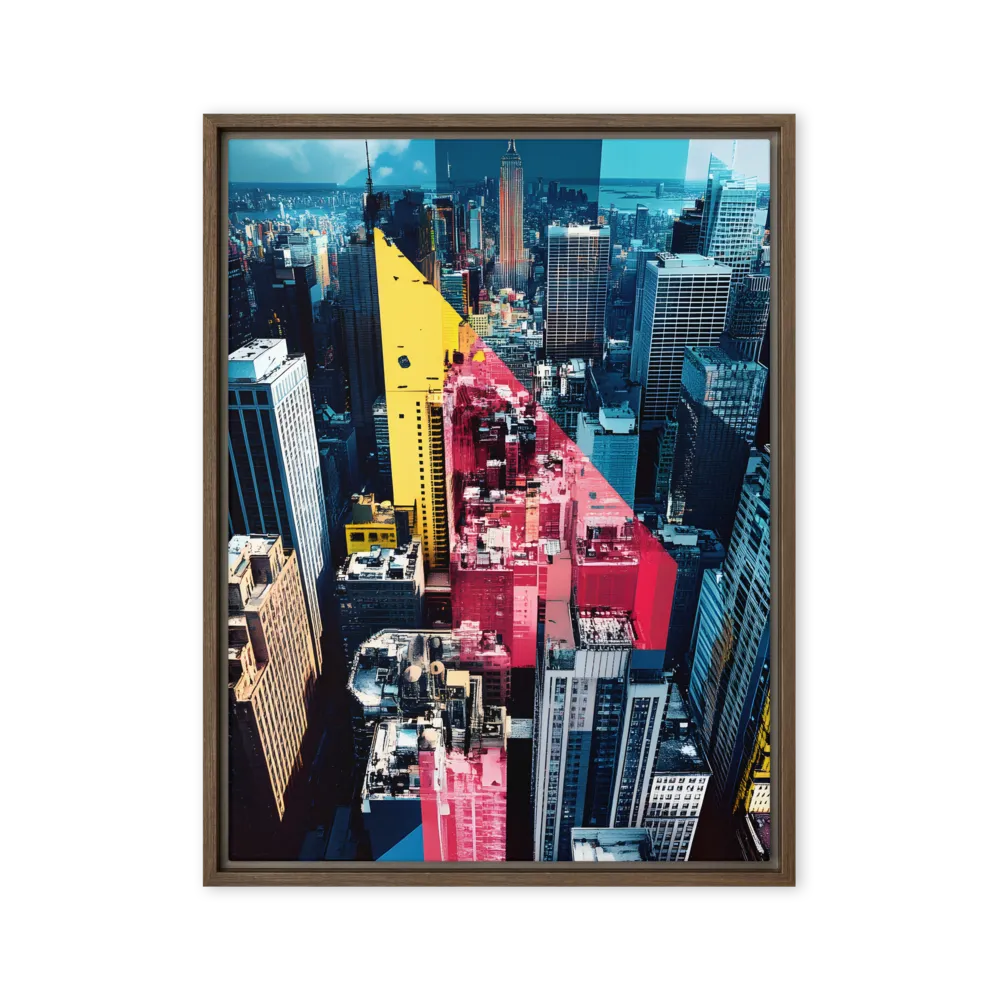 Dynamic Urban Symphony | Canvas with Brown Frame | 24″×32″
