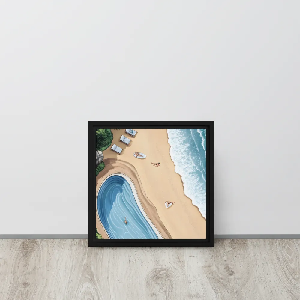 Serenity by the Shore | Canvas with Black Frame | 12″×12″